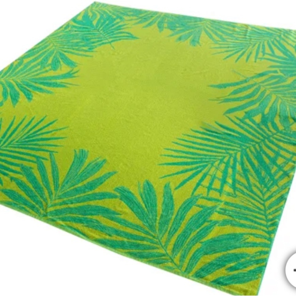 Tropical Green Palm Leaf Beach Towel for Two